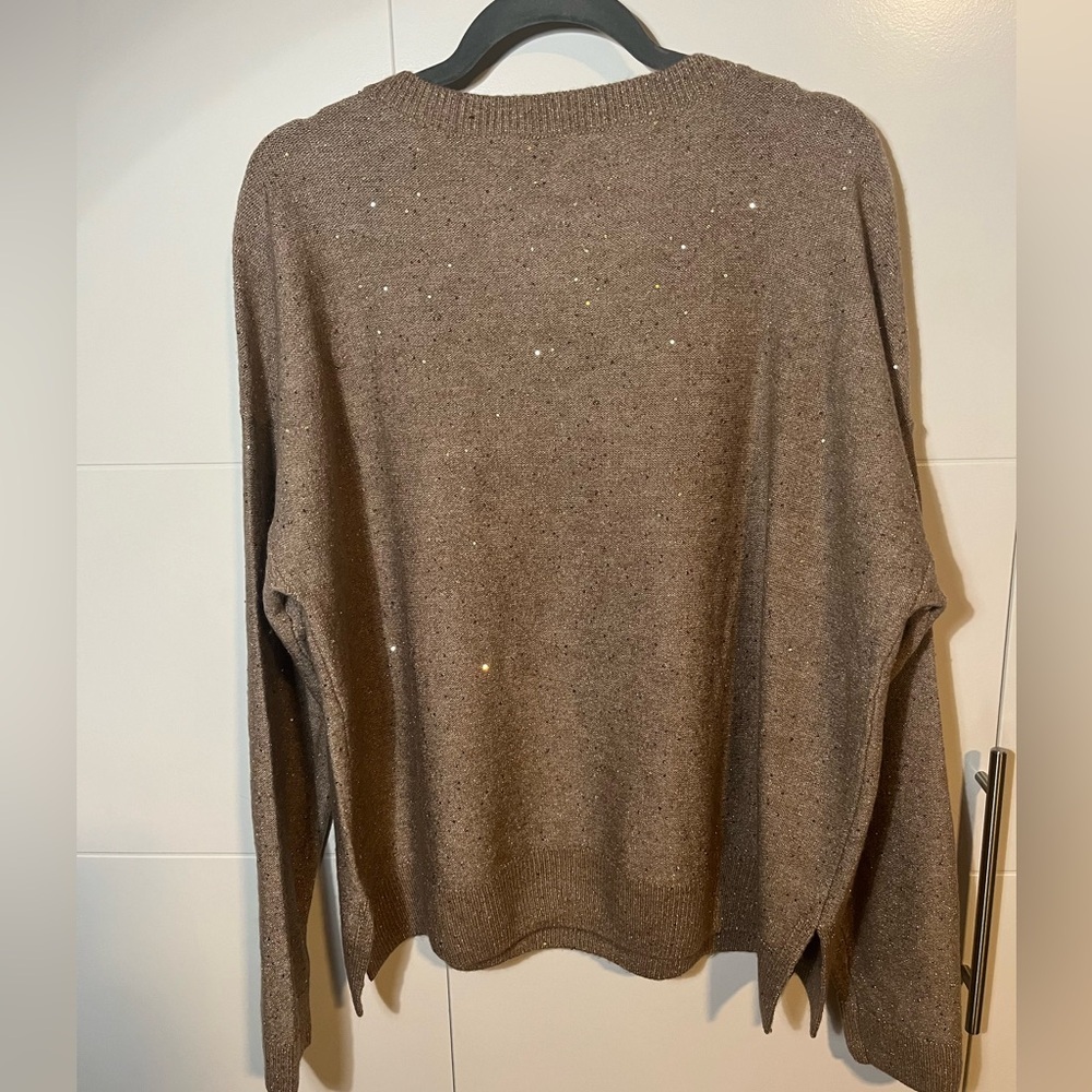 NWT Lucky Brand Gold V-Neck Sweater XL - Picture 4 of 13